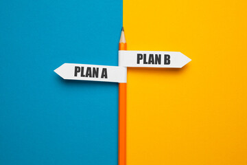 pencil - direction indicator - choice of plan a or plan b. business strategy, failure analysis and n