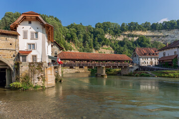 Bern bridge and the river Sarine - Fribourg - Switzerland