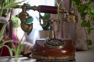 old fashioned phone on the table