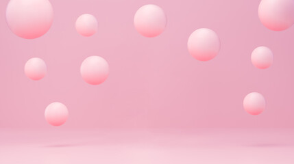 Wall Mural - studio pink with floating particles. empty space for the text. cosmetic and healthy concept. 3d rend