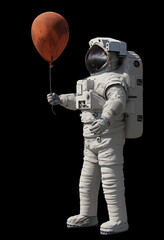 Wall Mural - astronaut with planet mars balloon isolated on black background