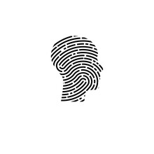 Logo Security. Profile Of Man With Fingerprint