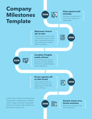 Aufkleber - Modern company milestones timeline template - blue version. Easy to use for your website or presentation.