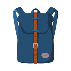 Poster - Front View of Schoolbag or Camping Backpack Flat Style Vector Illustration on White Background