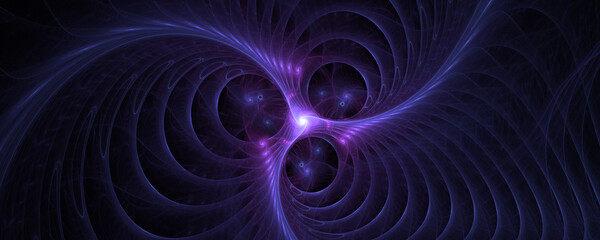 Wall Mural - Purple energy cycle forms an abstract windmill