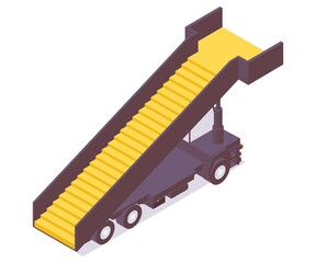 Wall Mural - isometric airport vehicle. passenger stairs machine with yellow steps