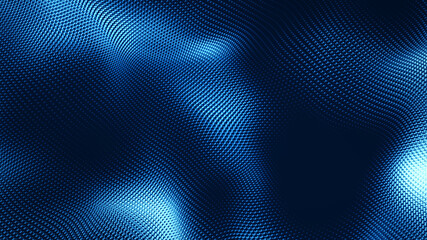 Wall Mural - dot white blue wave light screen gradient texture background. abstract technology big data digital b