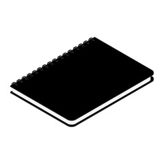 Poster - Black spiral notebook isolated on white background isometric view