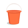 Empty red bucket. Bucket for garden. Vector