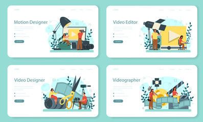 Wall Mural - motion or video designer web banner or landing page set. artist