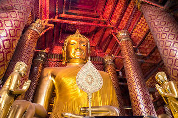 The big golden buddha statue Wat Phananchoeng Phra Nakhon Si Ayutthaya Thailand.