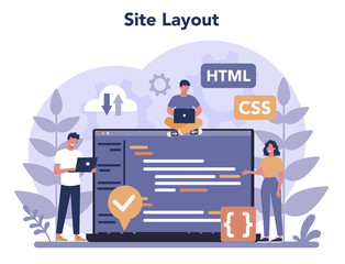 Typersetter concept. Website constructing. Process of creating website