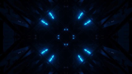 Wall Mural - graphic illustration of 3d rendered futuristic blue patterns forming a circle