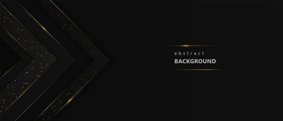 Wall Mural - dark background with gold arrowy abstract . graphic modern geometric elegant dark background with go