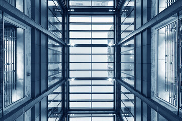 Poster - Interior view of modern architecture. Building abstract background