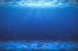 Sunbeam blue with bubbles deep sea or ocean underwater background.