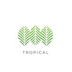 Wall Mural - Tropical Palm Leaf Luxury Logo Design Icon Vector Illustration