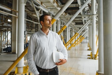 Wall Mural - Factory manager in inspection of manufacturing. Man in Industrial Environment