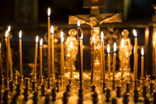 Background Of Candles In Christian Orthodox Church