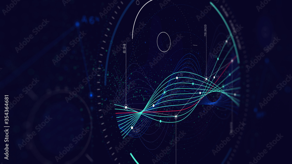 Stock-Illustration „Big data network visualization, Interface screen ...