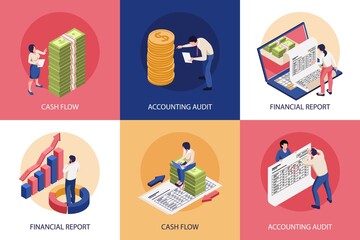 Sticker - Accounting Isometric Design Concept