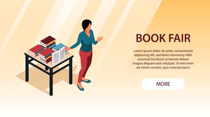 Wall Mural - Book Fair Isometric Banner