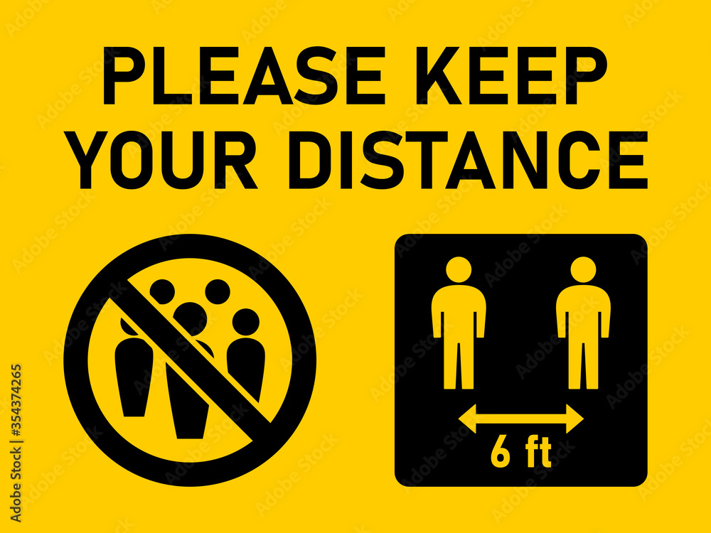 Vetor Please Keep Your Distance Social Distancing 6 ft or 6 Feet ...