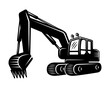 Excavator silhouette vector object or element