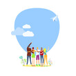 © oioioio - Young people hug and look to future. World youth day as joy friendship multiracial modern communication. Girls and boys stand in group. Team happy holding together. Carefree juvenility starts hope.