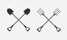 Shovel And Pitchfork Icon. Farm Icons Isolated On White Background. Vector Illustration