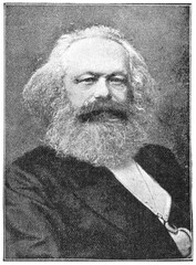 Wall Mural - Portrait of Karl Marx - a German philosopher, economist, historian, sociologist, political theorist, journalist and socialist revolutionary. Illustration of the 19th century. White background.