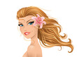 © Oksana - Beautiful spring girl with a pink lily in her hair.