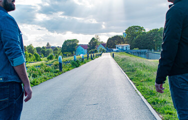 man walking on the road