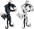 Stylized image of a black attacking panther with claws for a tattoo.