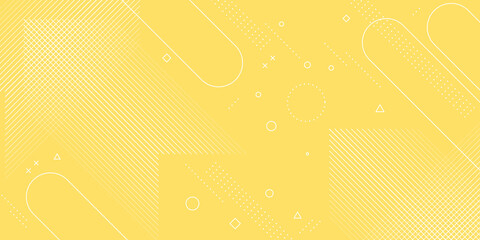 Wall Mural - modern abstract background with pastel yellow memphis elements and retro-themed posters, banners and
