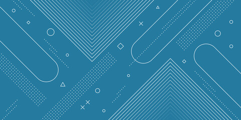 Wall Mural - modern abstract background with pastel blue memphis elements and retro-themed posters, banners and w