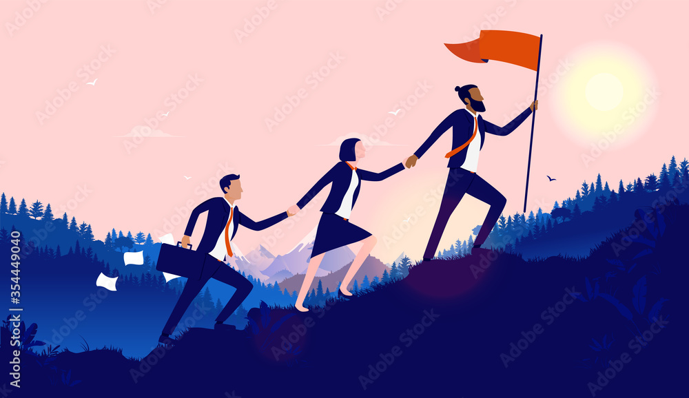 Metas Grupales Vetor Teamwork diversity - A small group of businesspeople walking up ...