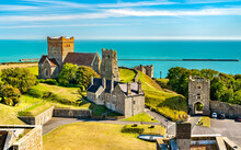 St Mary In Castro Church And A Roman Lighthouse At Dover Castle In Kent, England