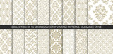 Fototapeta  - Collection of 16 floral vintage patterns. Baroque, damask wallpapers. Seamless vector backgrounds. Elegance luxury victorian style textures.