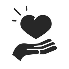 Wall Mural - donation charity volunteer help social heart in hand silhouette style icon