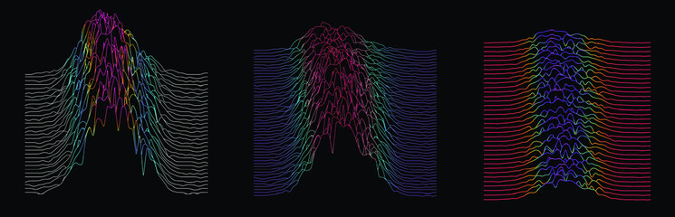 Aufkleber - Generative art and data visualization of Simplex or Perlin noise function. Vaporwave and synthwave style vector illustration.
