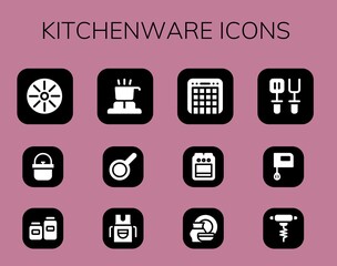 Sticker - Modern Simple Set of kitchenware Vector filled Icons