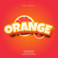 3D Fruit Orange Text Effect Editable Premium Vector