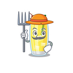 Sticker - Pina colada cocktail mascot design working as a Farmer wearing a hat