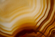 Agate Brown Slice Texture. Stone Agate Macro Background.Abstract Natural Background In Brown Tones.