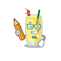 Sticker - A clever student pina colada cocktail cartoon character study at home