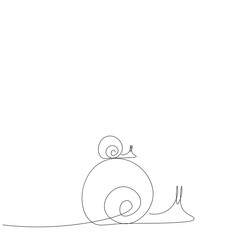 Sticker - Snails family line drawing vector illustration