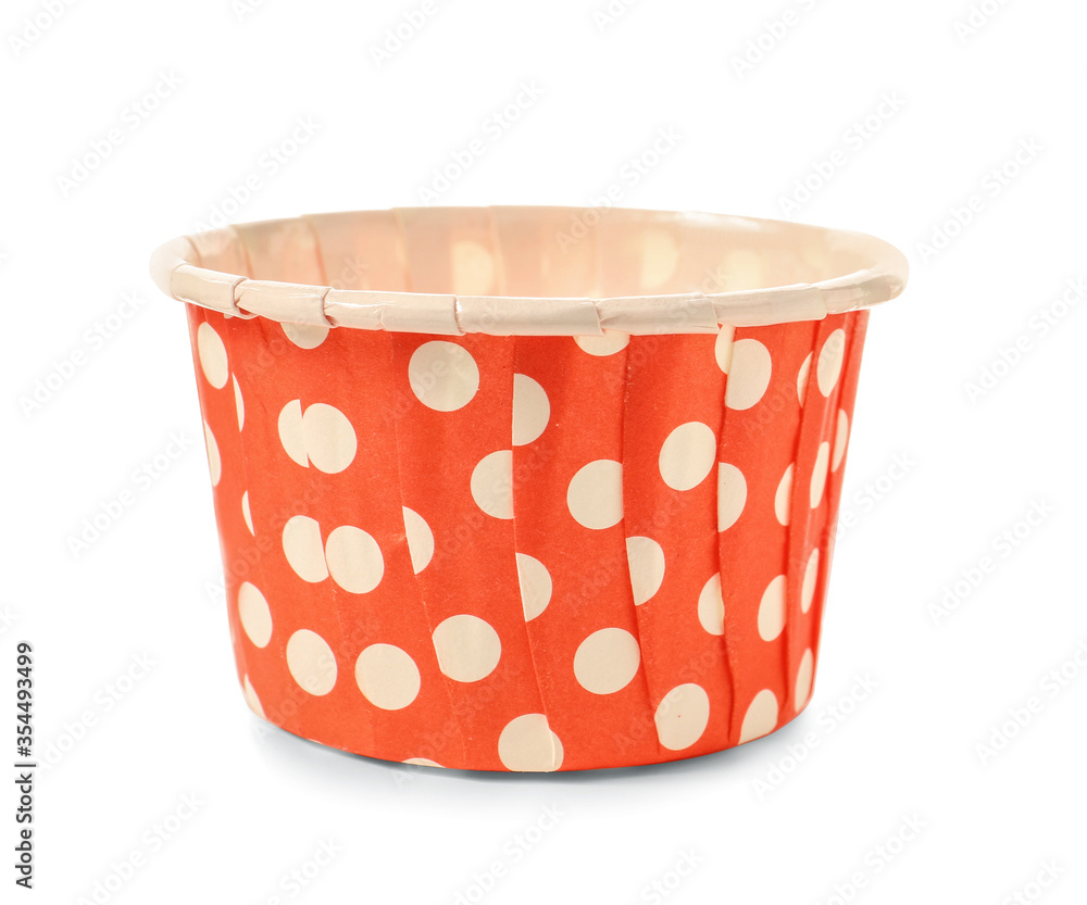Muffin baking cup on white background