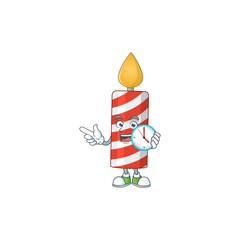 Sticker - cartoon drawing concept of candle with a circle clock