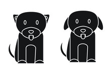 Puppy Dog. A Set Of Two Puppies Dogs Pictogram Icons Isolated On A White Background. EPS Vector